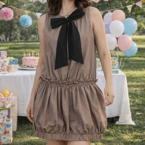 Ryu Taupe Dress with Black Accents